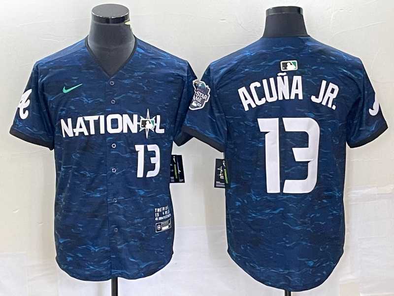 Mens Atlanta Braves #13 Ronald Acuna Jr Number Royal 2023 All Star Cool Base Stitched Baseball Jersey->atlanta braves->MLB Jersey